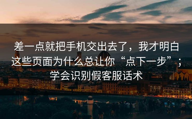 差一点就把手机交出去了，我才明白这些页面为什么总让你“点下一步”；学会识别假客服话术