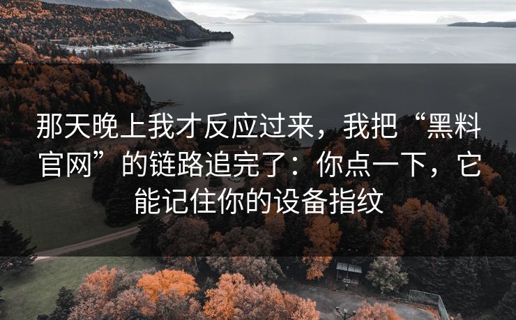 那天晚上我才反应过来，我把“黑料官网”的链路追完了：你点一下，它能记住你的设备指纹