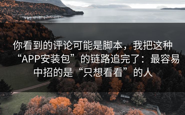 你看到的评论可能是脚本，我把这种“APP安装包”的链路追完了：最容易中招的是“只想看看”的人