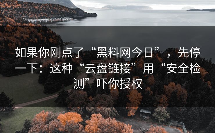 如果你刚点了“黑料网今日”，先停一下：这种“云盘链接”用“安全检测”吓你授权