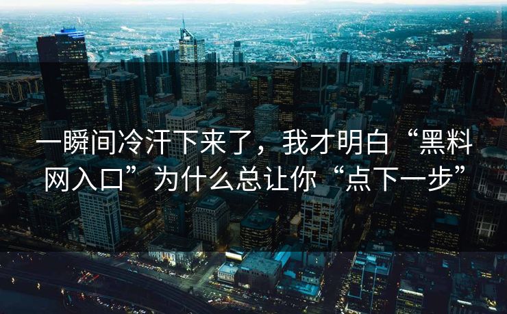 一瞬间冷汗下来了，我才明白“黑料网入口”为什么总让你“点下一步”