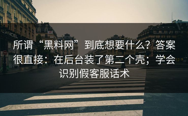 所谓“黑料网”到底想要什么？答案很直接：在后台装了第二个壳；学会识别假客服话术
