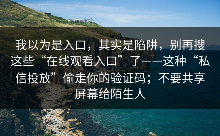 我以为是入口，其实是陷阱，别再搜这些“在线观看入口”了——这种“私信投放”偷走你的验证码；不要共享屏幕给陌生人