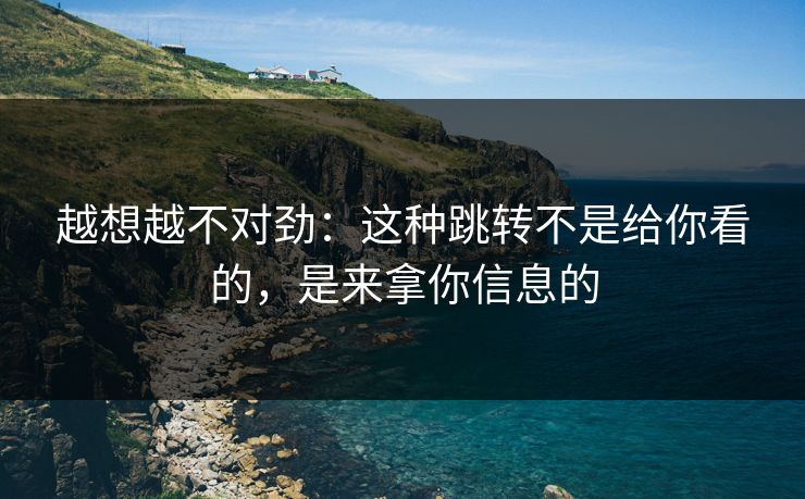 越想越不对劲：这种跳转不是给你看的，是来拿你信息的