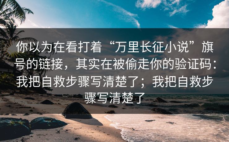 你以为在看打着“万里长征小说”旗号的链接，其实在被偷走你的验证码：我把自救步骤写清楚了；我把自救步骤写清楚了