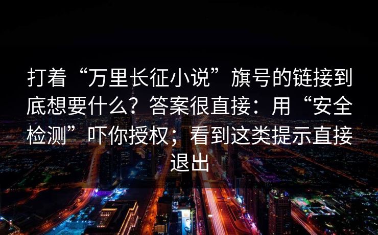 打着“万里长征小说”旗号的链接到底想要什么？答案很直接：用“安全检测”吓你授权；看到这类提示直接退出