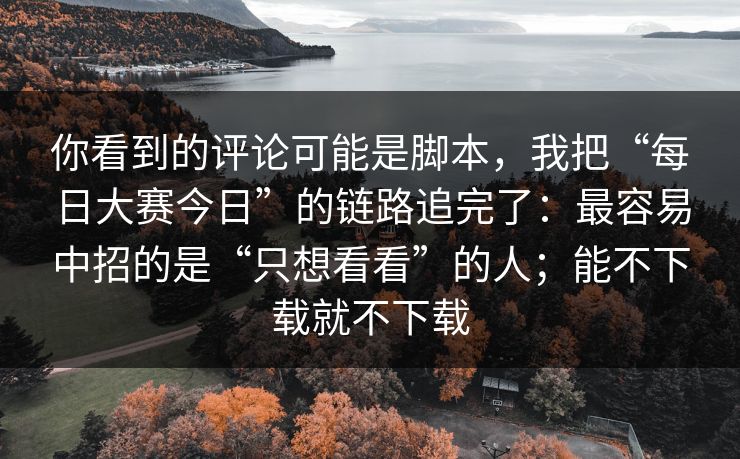你看到的评论可能是脚本，我把“每日大赛今日”的链路追完了：最容易中招的是“只想看看”的人；能不下载就不下载