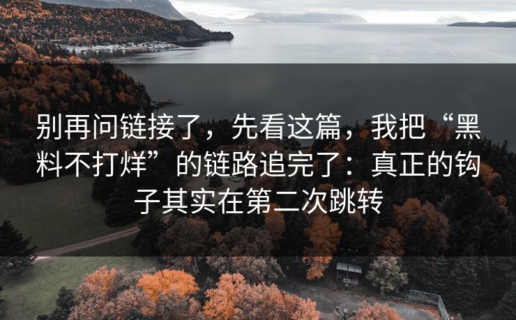 别再问链接了，先看这篇，我把“黑料不打烊”的链路追完了：真正的钩子其实在第二次跳转
