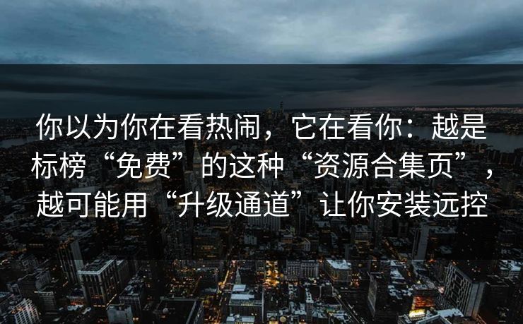 你以为你在看热闹，它在看你：越是标榜“免费”的这种“资源合集页”，越可能用“升级通道”让你安装远控