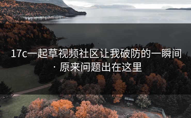 17c一起草视频社区让我破防的一瞬间 · 原来问题出在这里